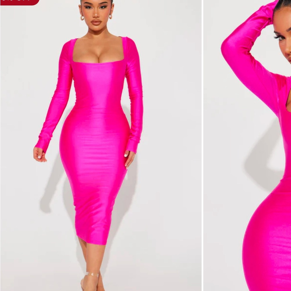 Elegant Pink Long Sleeve Dress
